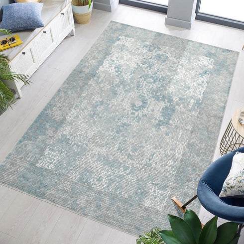 2' X 3' Gray Blue And Ivory Medallion Area Rug